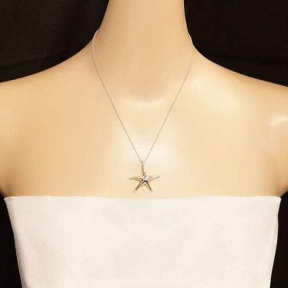 LIKE NEW! Tiffany & Co. Elsa Peretti Sterling Silver Medium Starfish Necklace - Picture 6 of 6